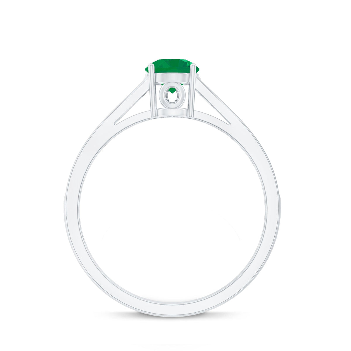 0.4 Carat Genuine Emerald Solitaire Engagement Ring with Diamond Side Stones