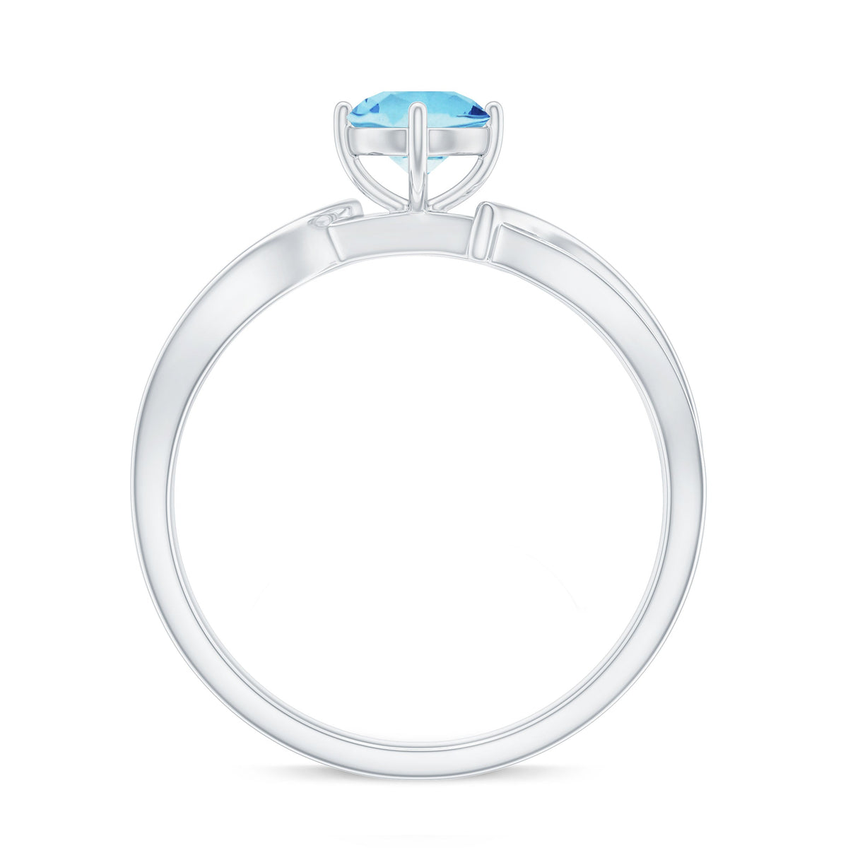 Real 0.8 Ct Aquamarine and Diamond Infinity Engagement Ring