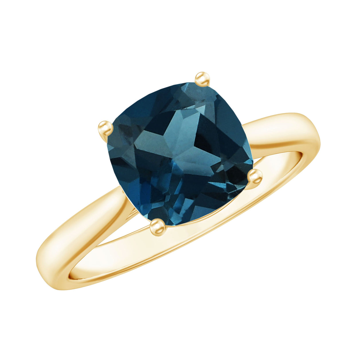 Solitaire Cushion Cut London Blue Topaz Cathedral Engagement Ring