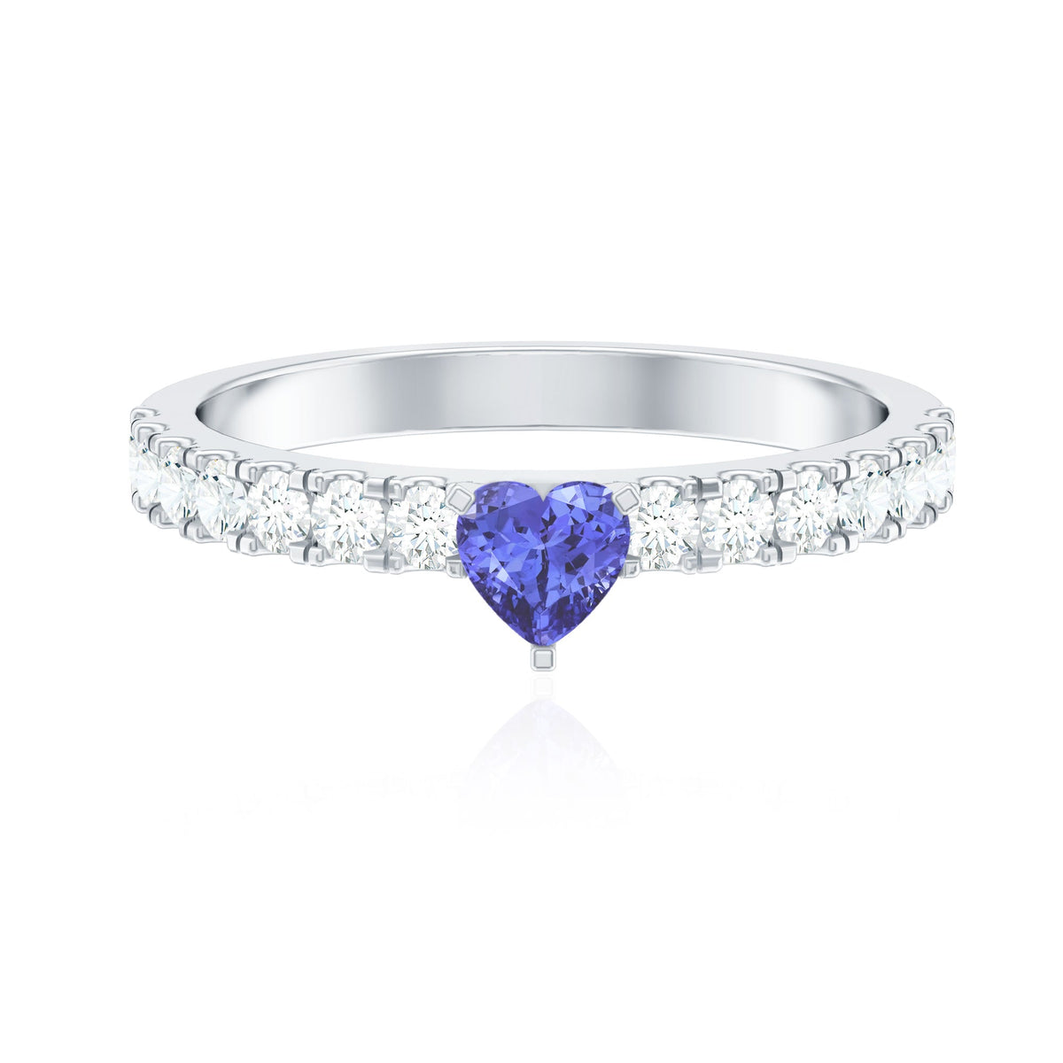 Natural Tanzanite Heart Proposal Ring with Diamond