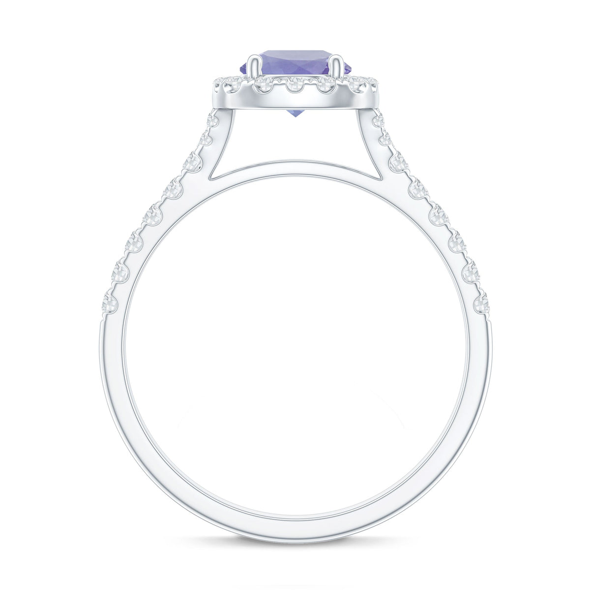 Genuine Tanzanite Halo Engagement Ring with Diamond