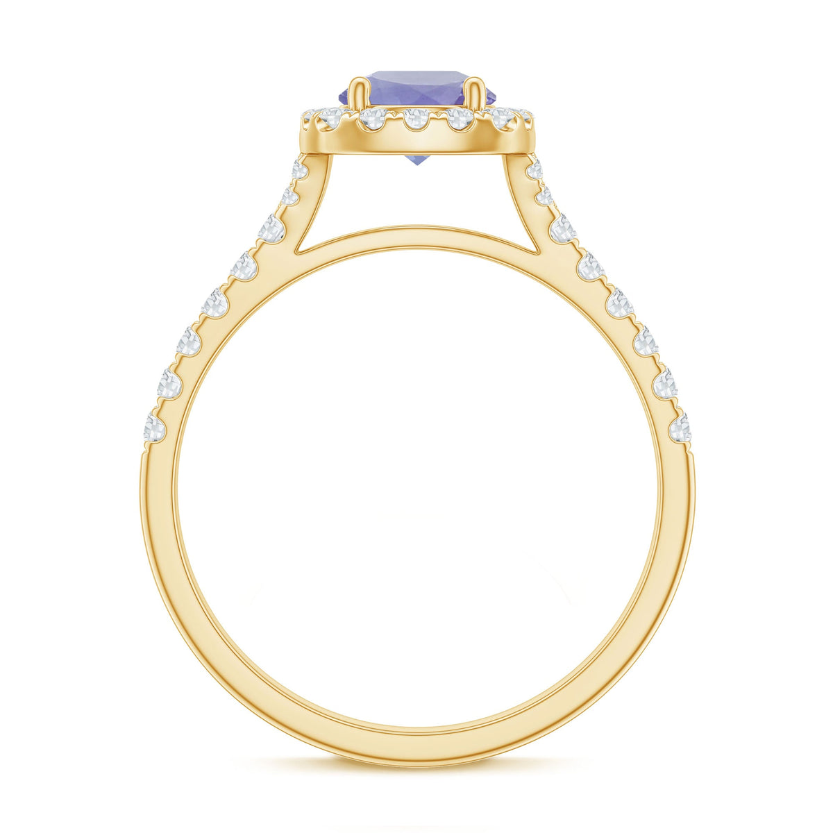 Genuine Tanzanite Halo Engagement Ring with Diamond