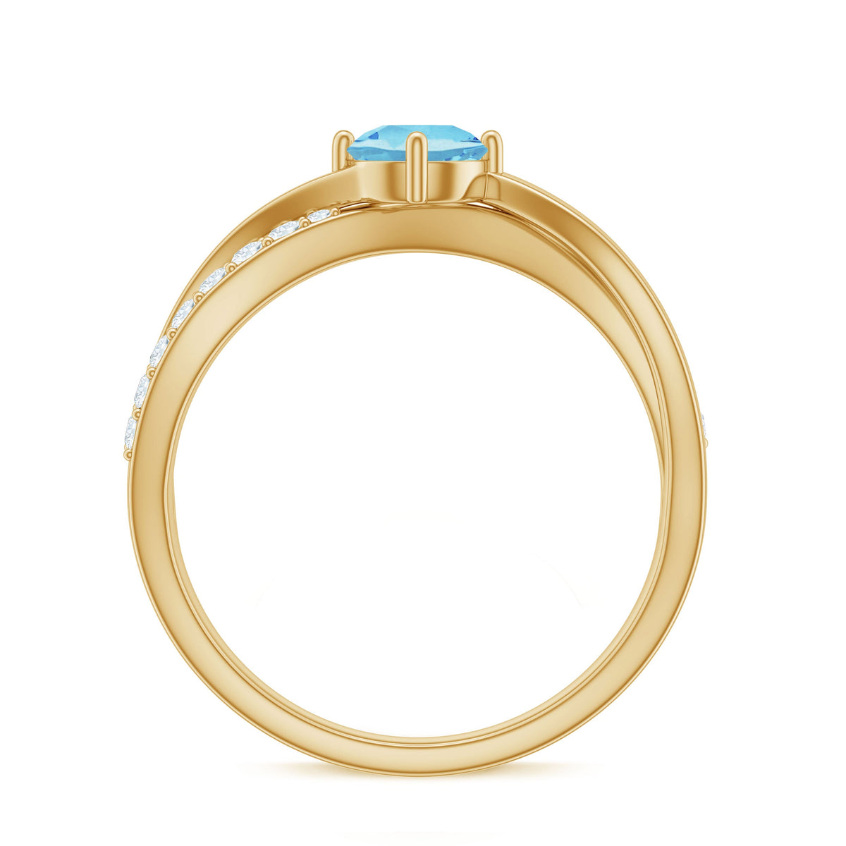 Genuine Aquamarine Engagement Ring with Diamond Infinity Shank
