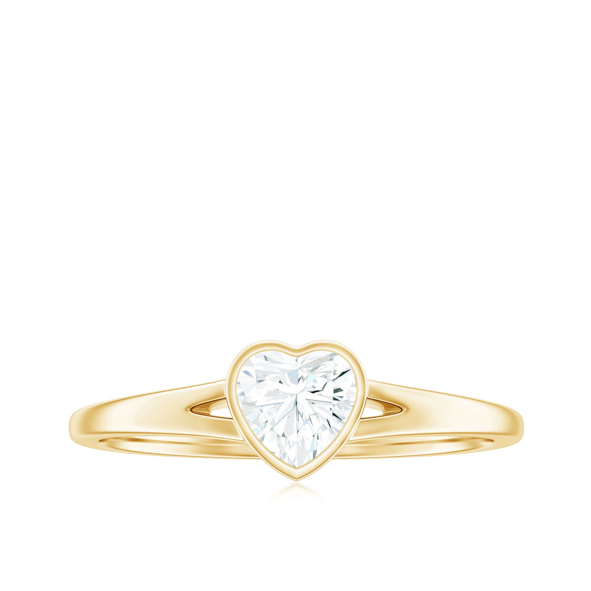 0.5 Carat Heart Shape Moissanite Solitaire Ring with Split Shank