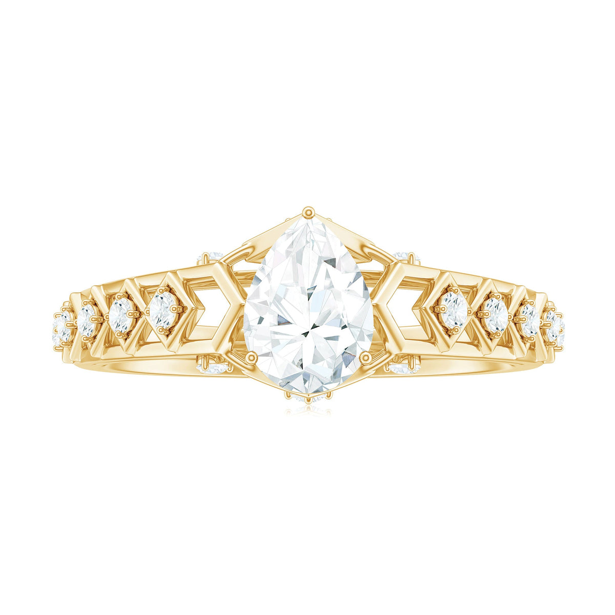 Art Deco Inspired Brilliant Cut Moissanite Solitaire Engagement Ring