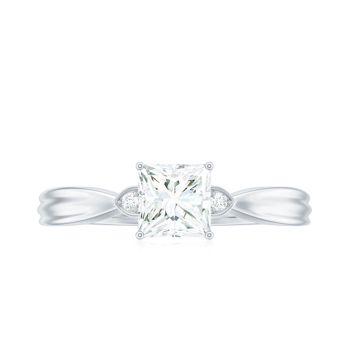 0.7 Carat Princess Cut Moissanite Solitaire Promise Ring for Her