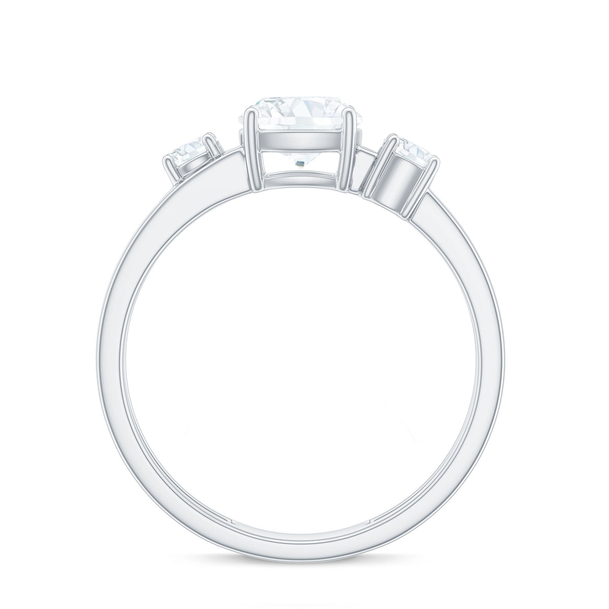 Certified Moissanite Solitaire Double Band Engagement Ring