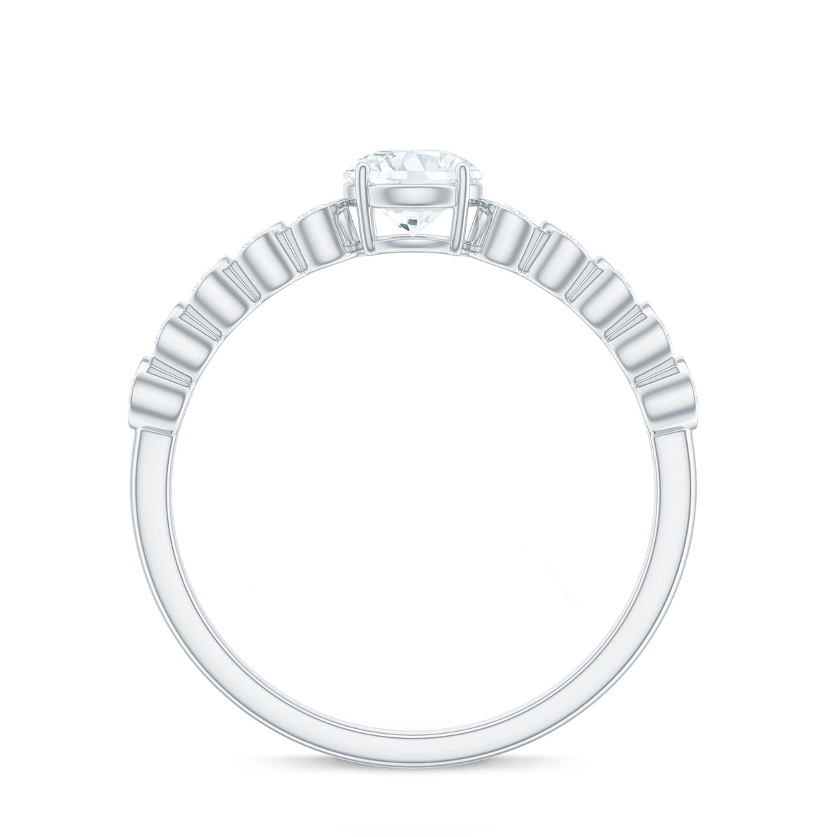 Certified 0.5 Carat Round Moissanite Engagement Ring with Side Stones