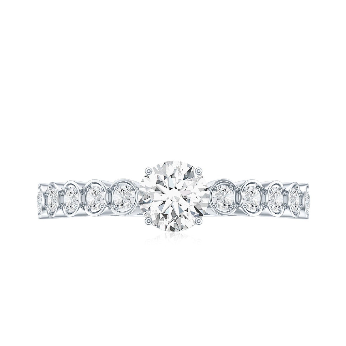 Certified 0.5 Carat Round Moissanite Engagement Ring with Side Stones
