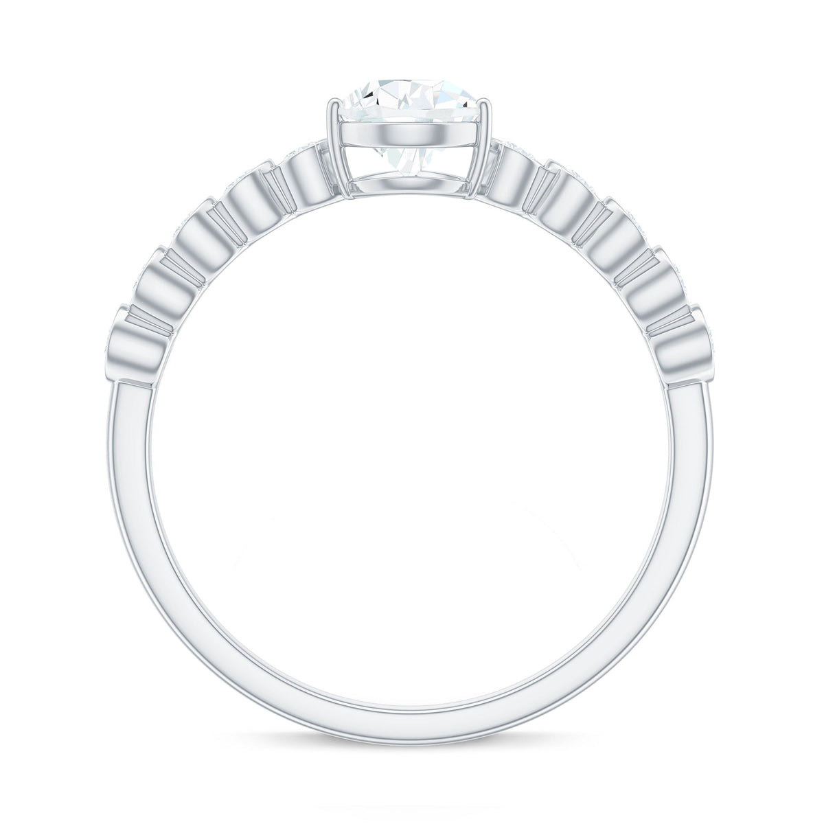 0.7 Carat Pear Cut Moissanite Teardrop Engagement Ring with Side Stones