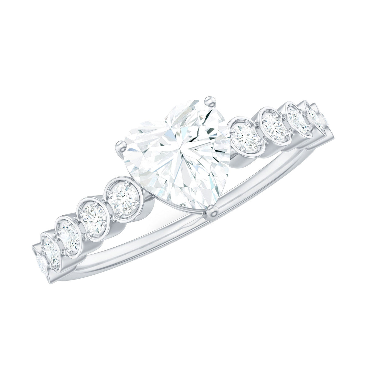 1.5 Carat Heart Shape Certified Moissanite Solitaire Engagement Ring