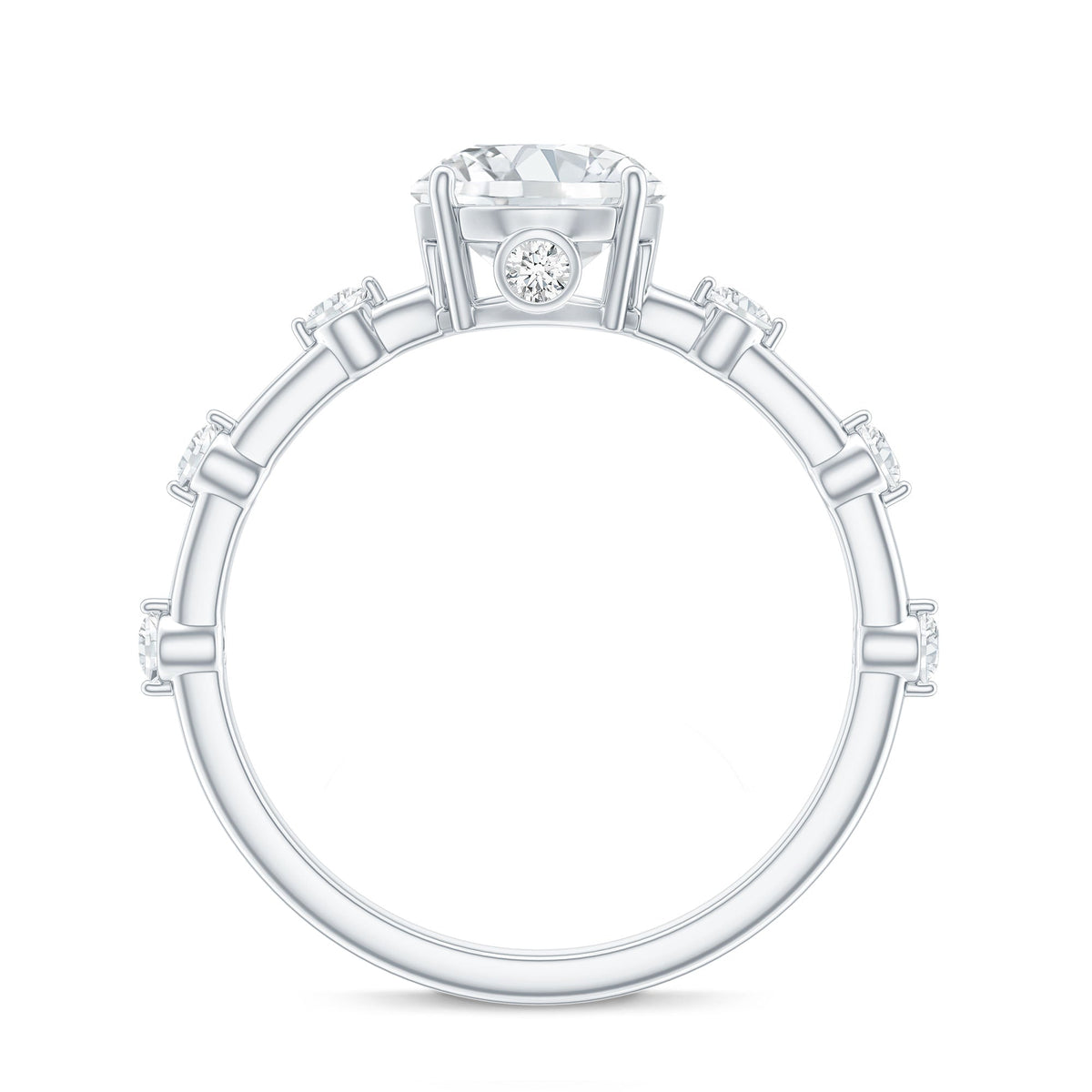 Certified Round Shape Moissanite Solitaire Engagement Ring