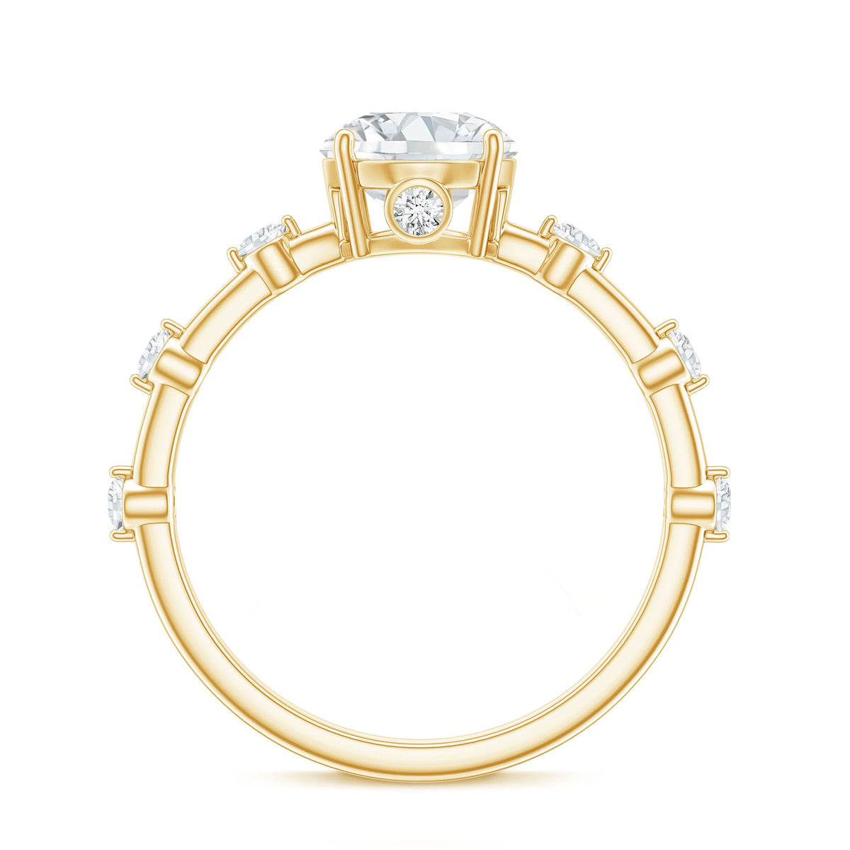 Certified Round Shape Moissanite Solitaire Engagement Ring