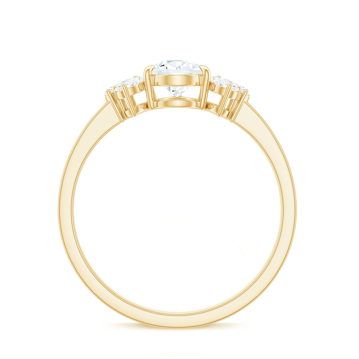 Certified Moissanite Pear Shape Engagement Ring with Trio