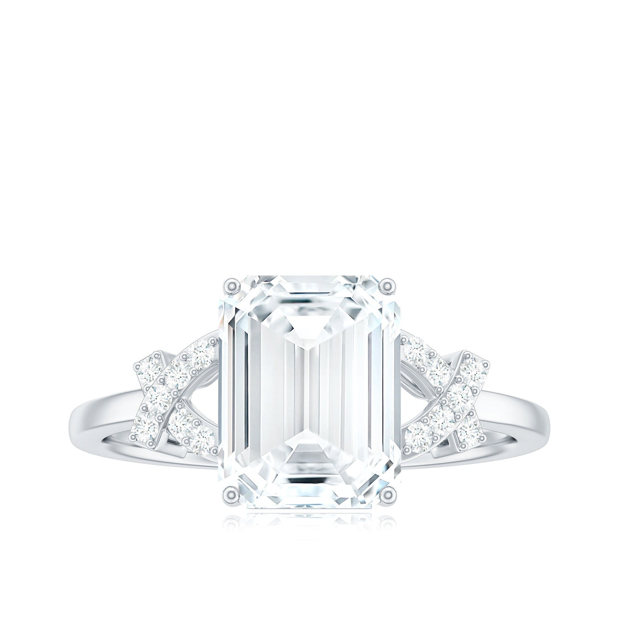2.8 Carat Emerald Cut Certified Moissanite Solitaire Engagement Ring