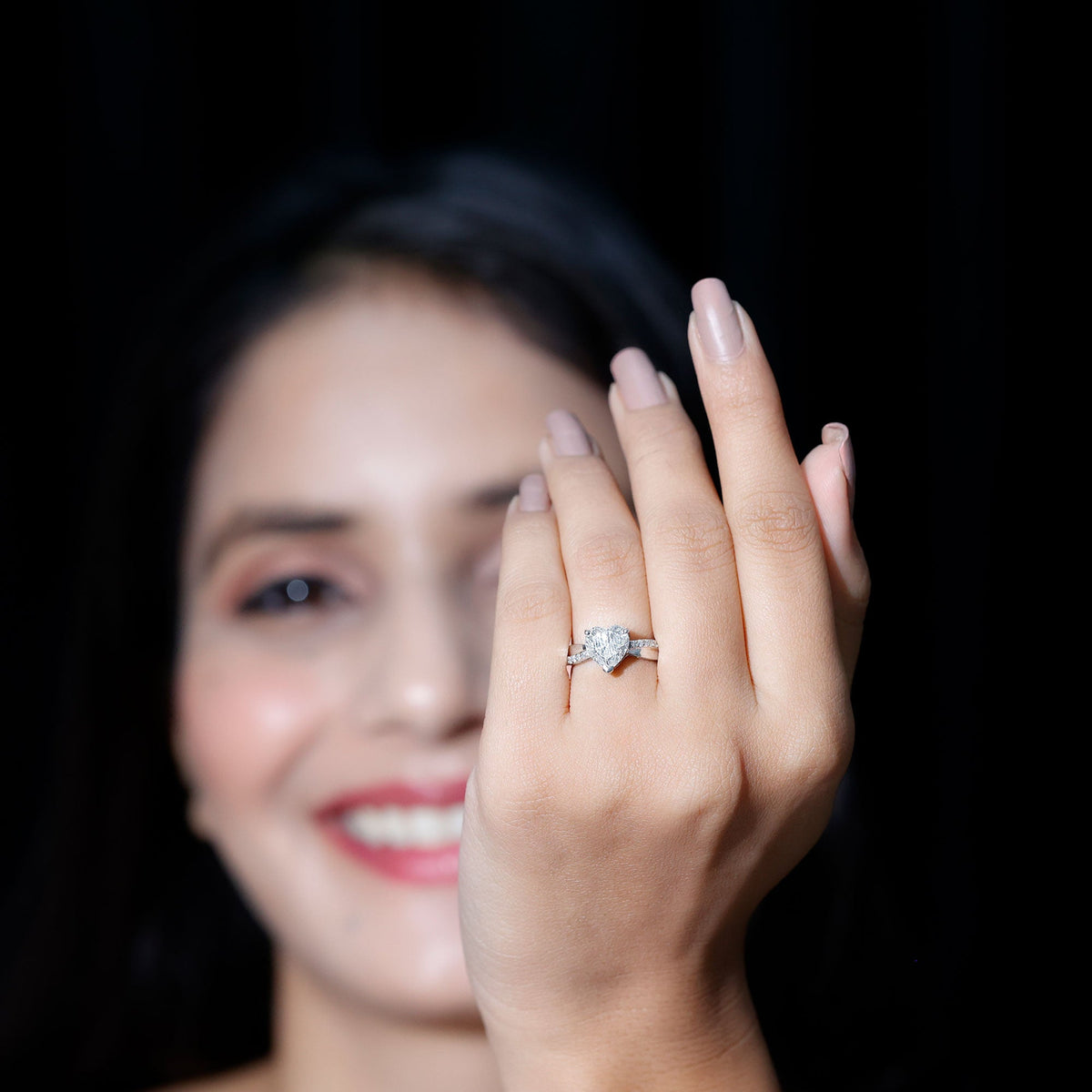 Heart Shape Moissanite Solitaire Engagement Ring for Her