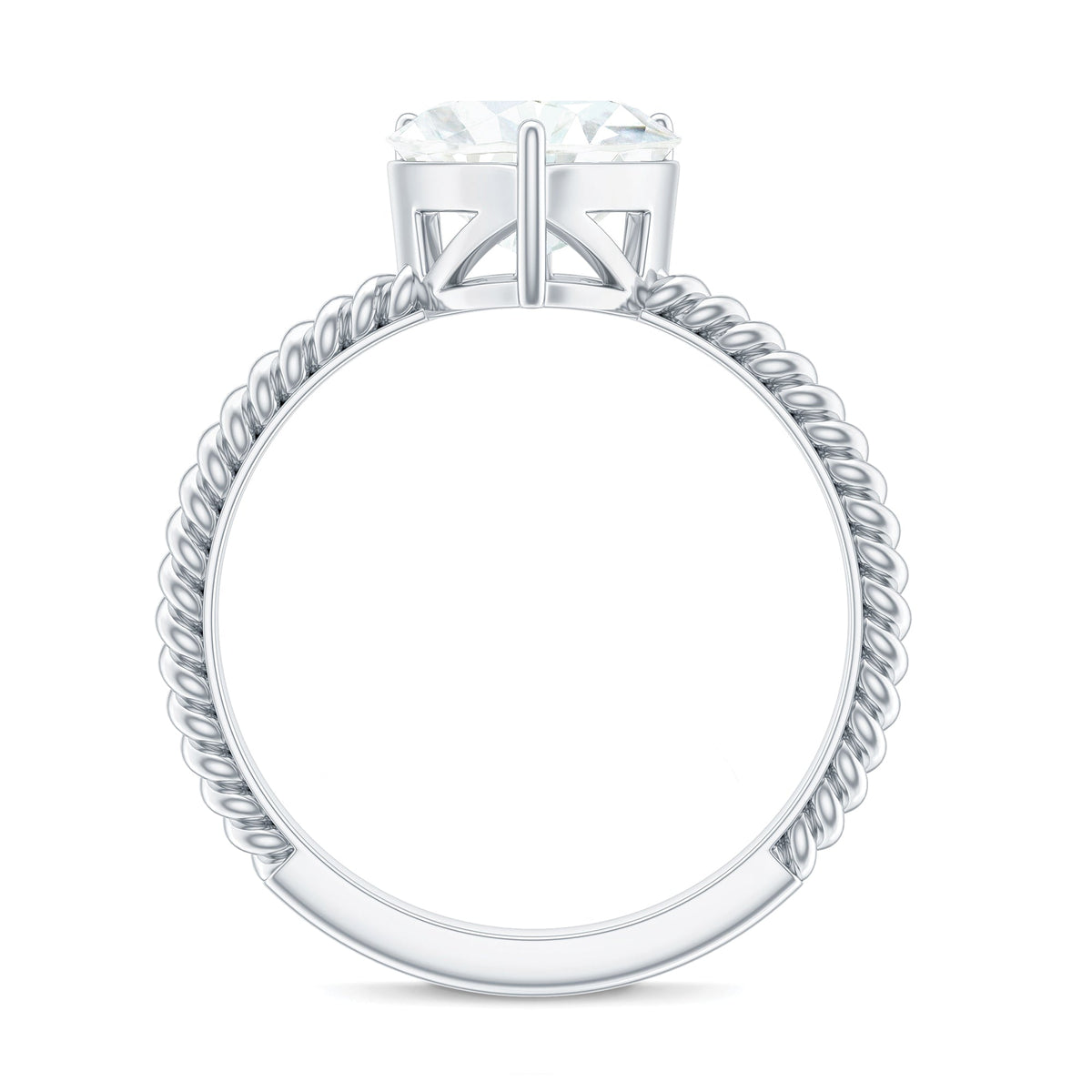 2 Carat Moissanite Engagement Ring with Twisted Rope Shank