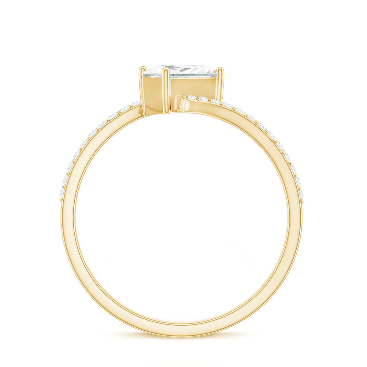 Certified Princess Cut Tilted Moissanite Solitaire Promise Ring