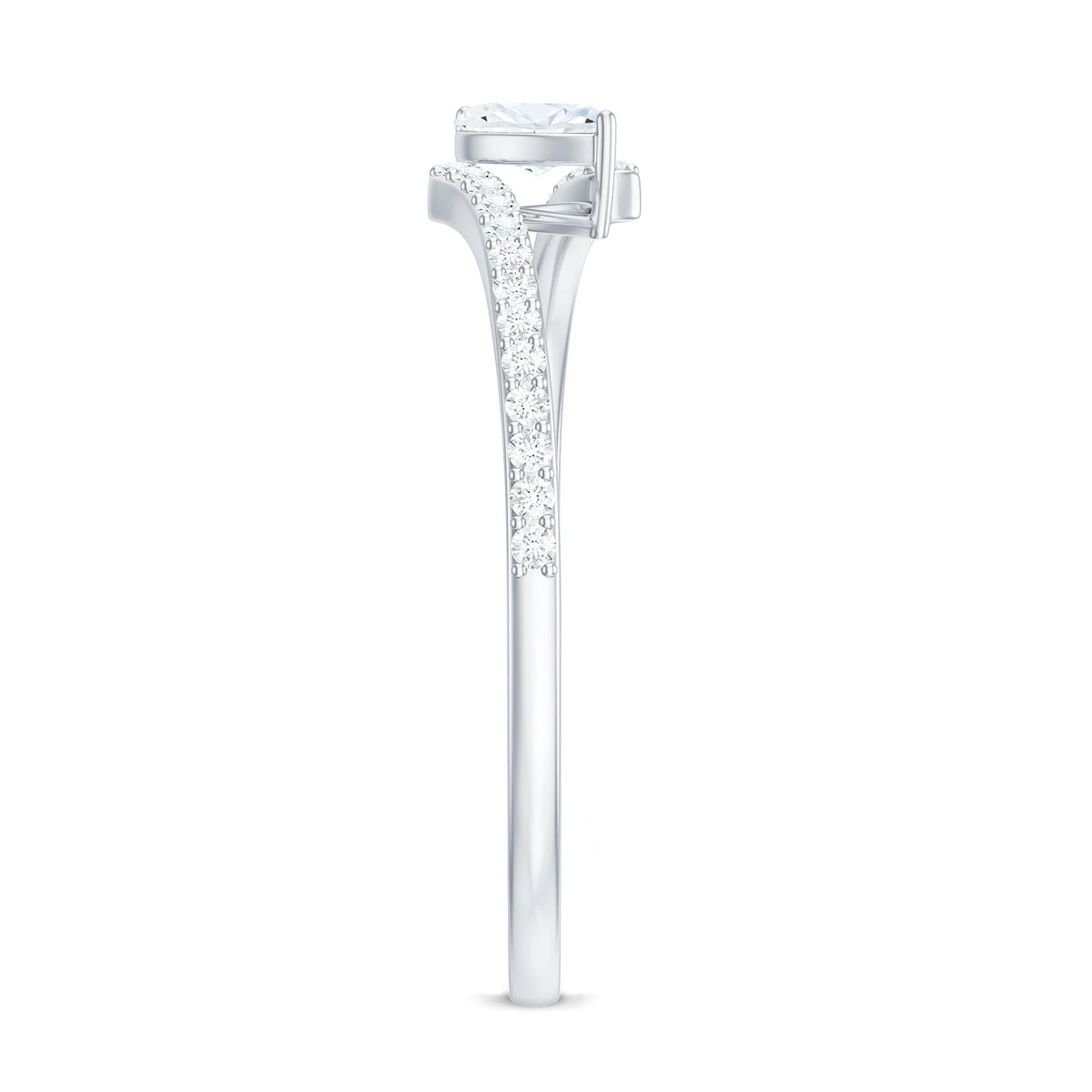 Marquise Cut Moissanite Tilted Solitaire Promise Ring