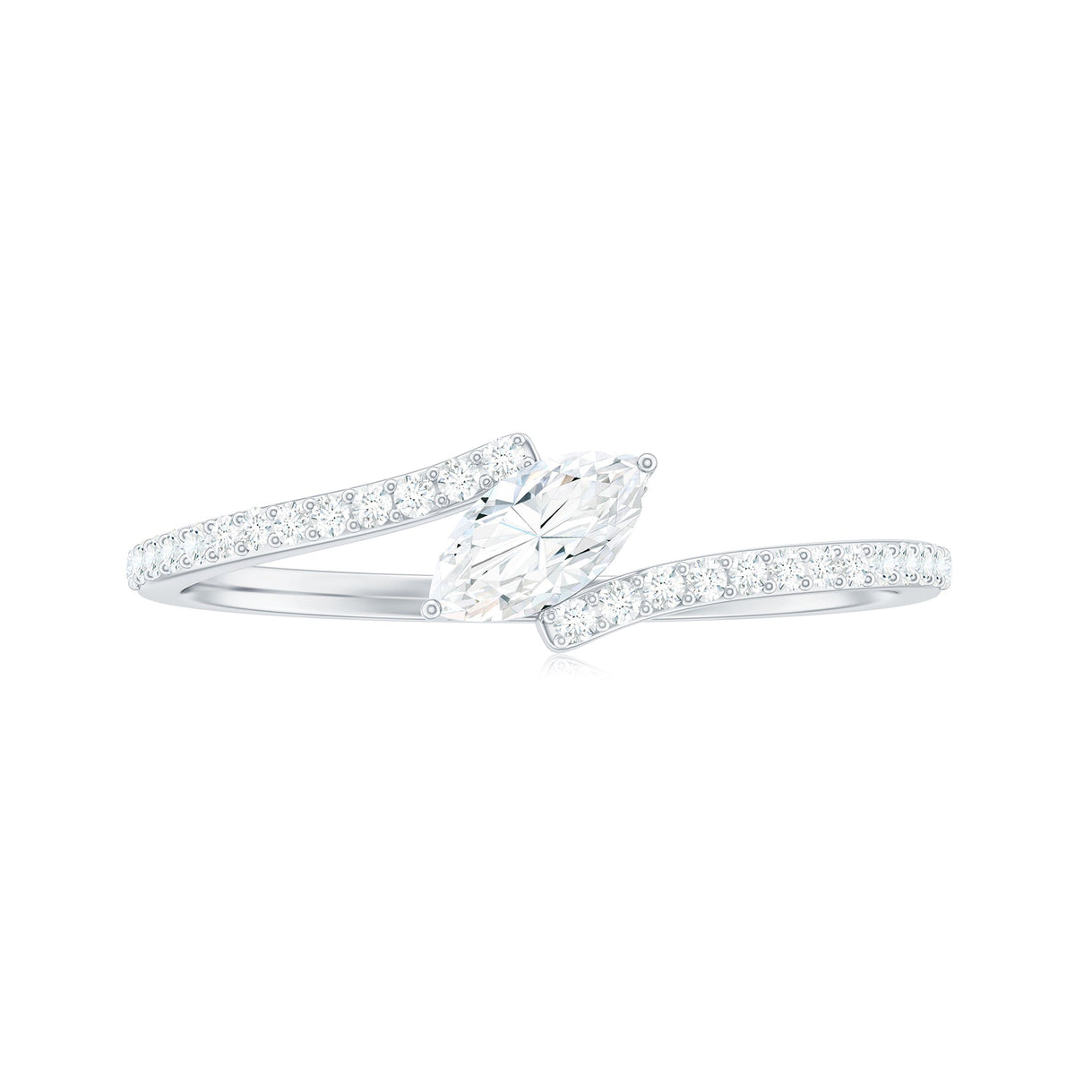 Marquise Cut Moissanite Tilted Solitaire Promise Ring