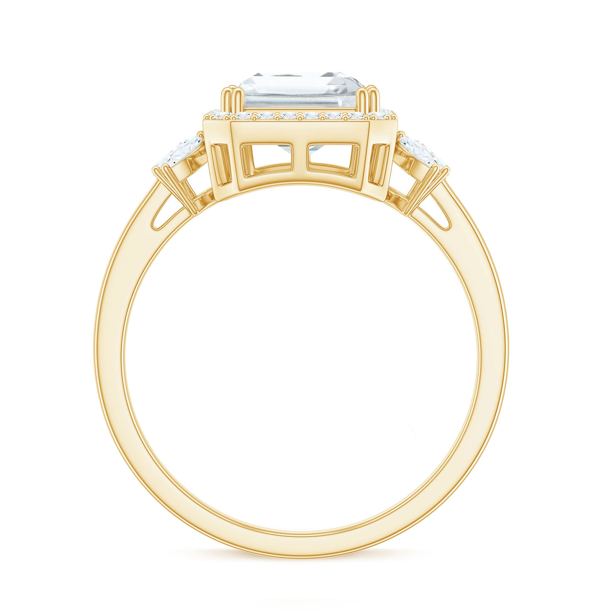 2.8 Carat Emerald Cut Certified Moissanite Statement Engagement Ring