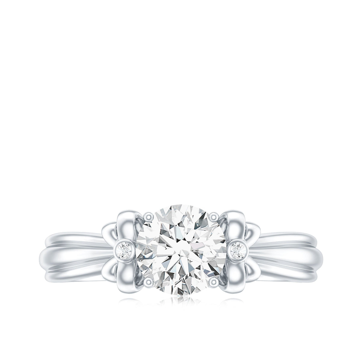Certified Moissanite Engagement Ring with Bow Ribbon