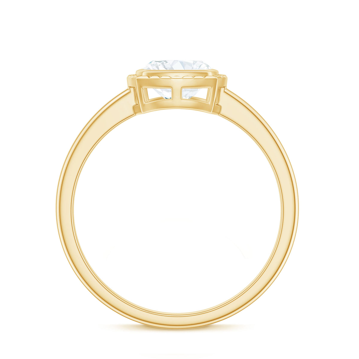 1.7 Carat Cushion Cut Moissanite Solitaire Ring in Bezel Setting