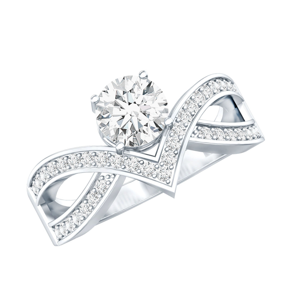 Certified Lab Grown Diamond Designer Solitaire Engagement Ring
