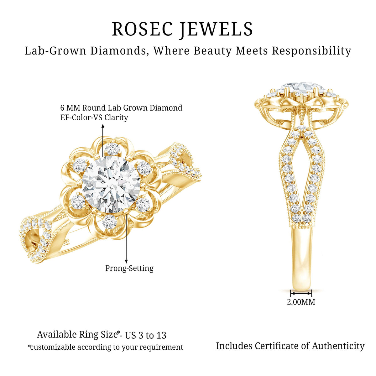 Nature Inspired Lab Grown Diamond Engagement Ring