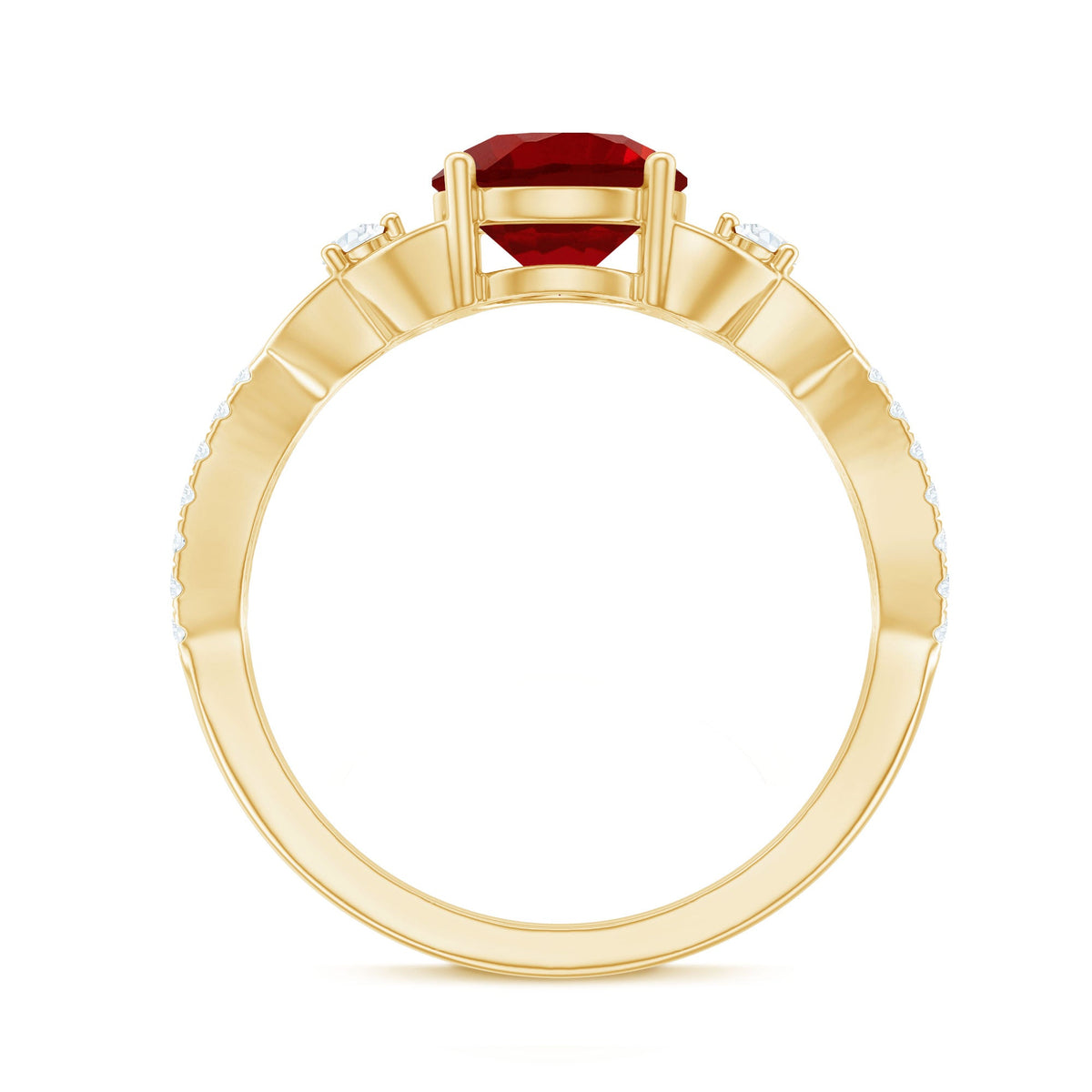 Certified Lab Created Ruby Solitaire Engagement Ring with Diamonds