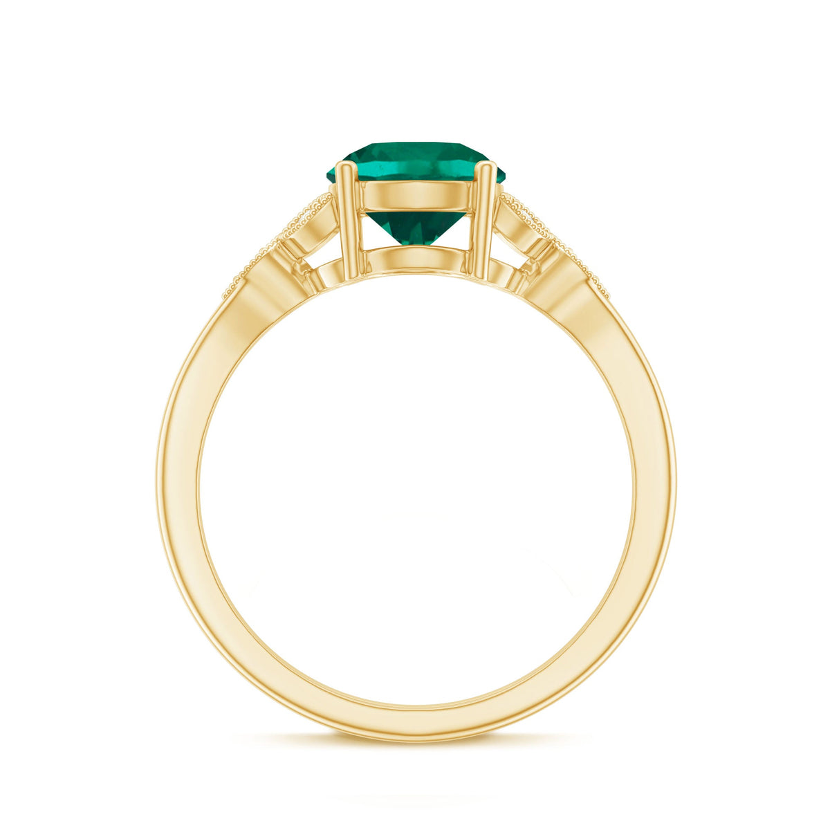 Lab Created Emerald Solitaire Engagement Ring With Diamond