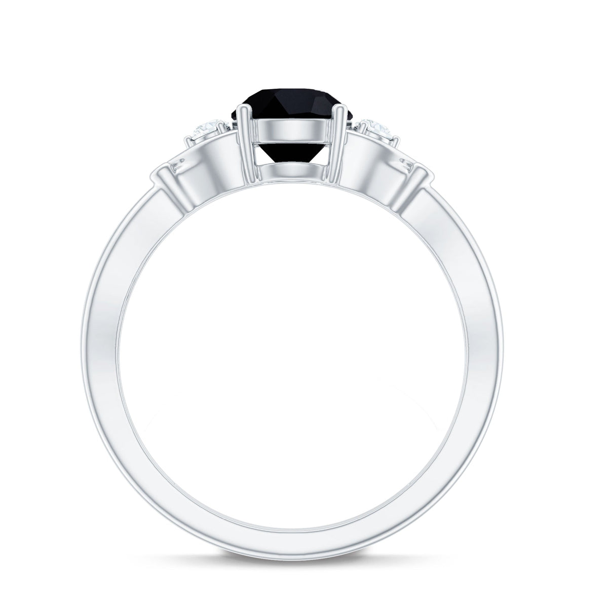 Certified 1.3 Carat Lab Grown Black Diamond Engagement Ring with White Diamond