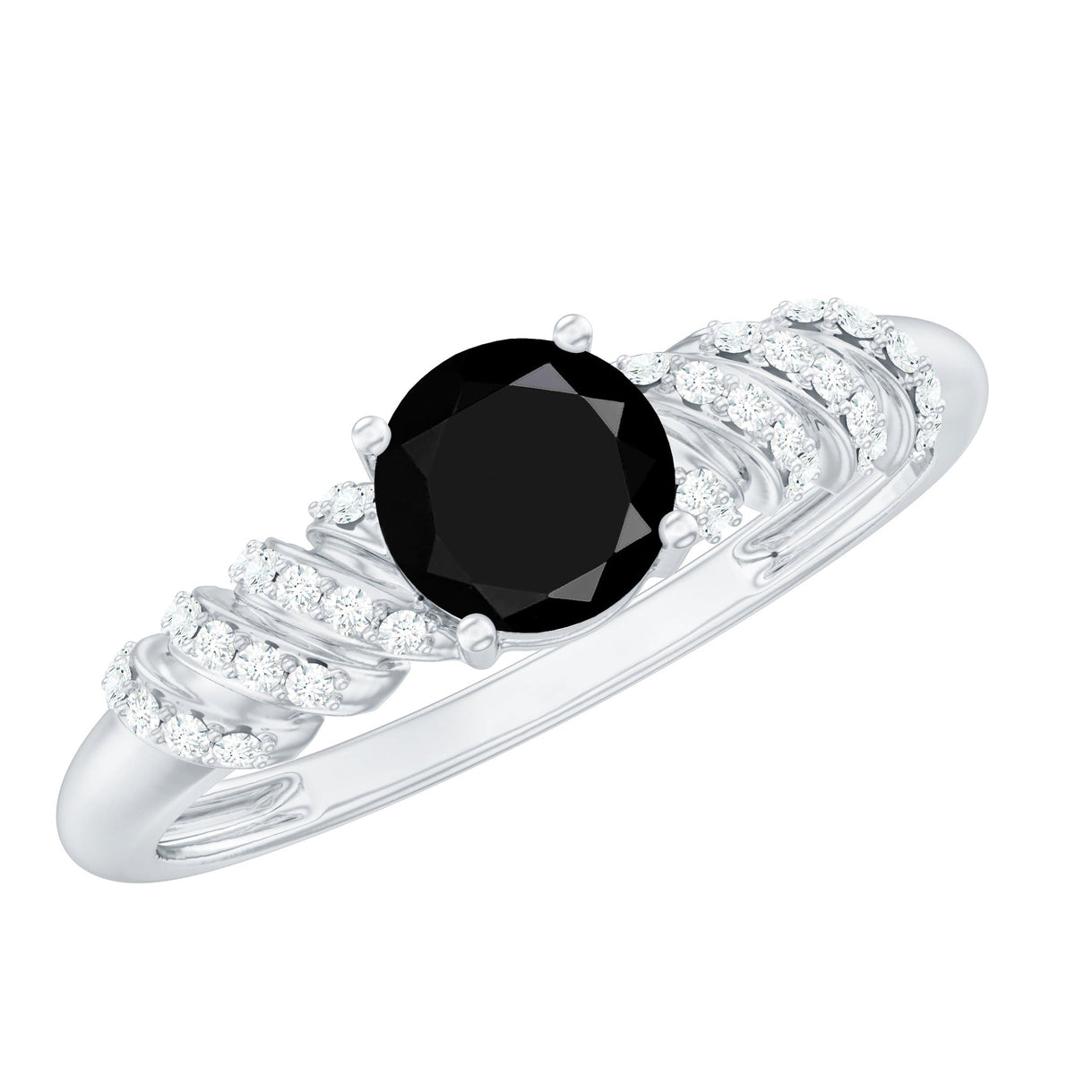 Lab Grown Black Diamond Solitaire Promise Ring With Diamond