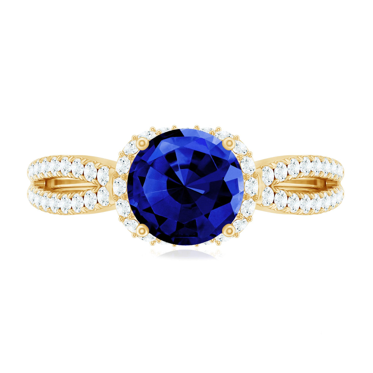 Certified 2.7 Carat Lab Grown Blue Sapphire Engagement Ring with Diamond for Women