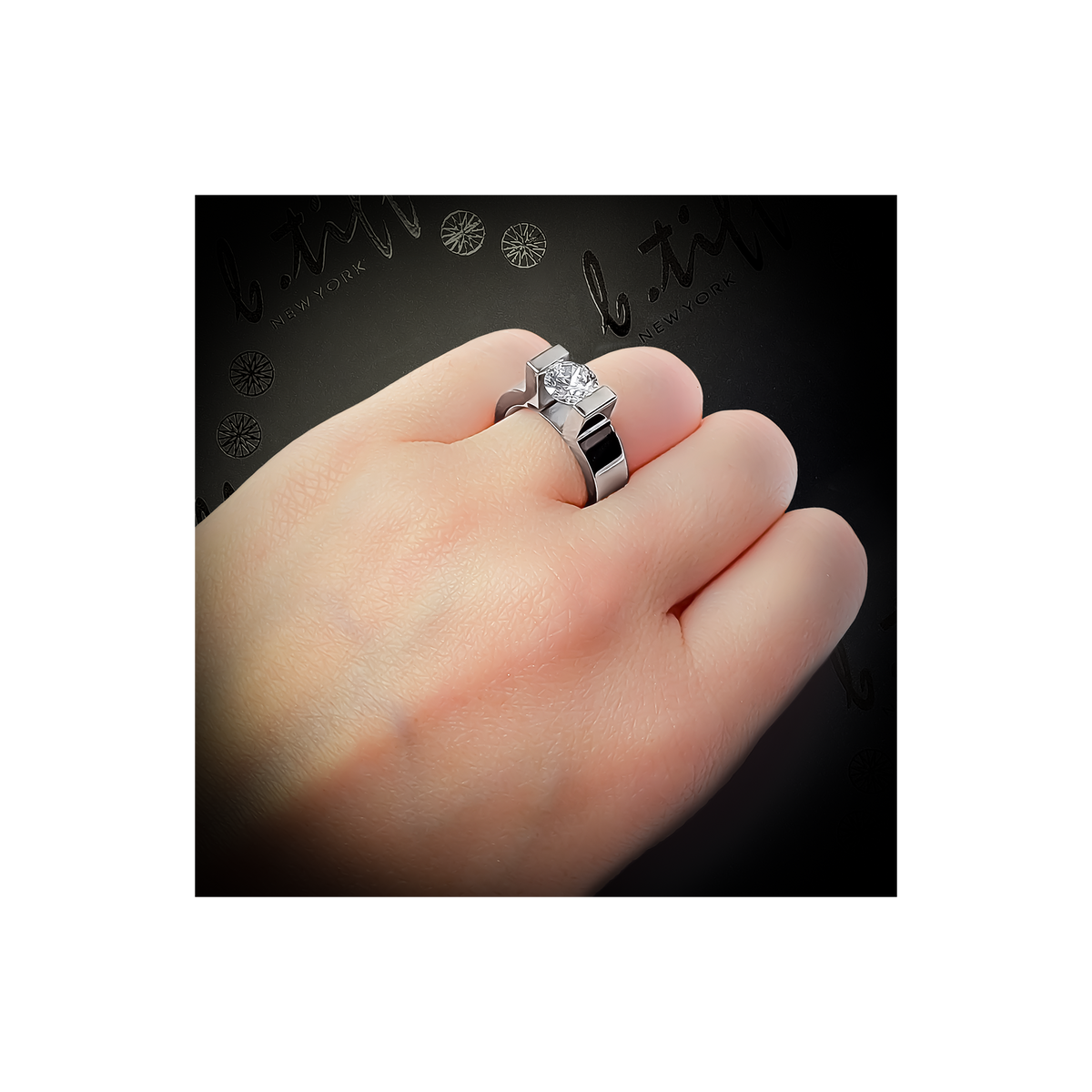 RG074W B.Tiff Tension 1 ct Round Solitaire Engagement Ring