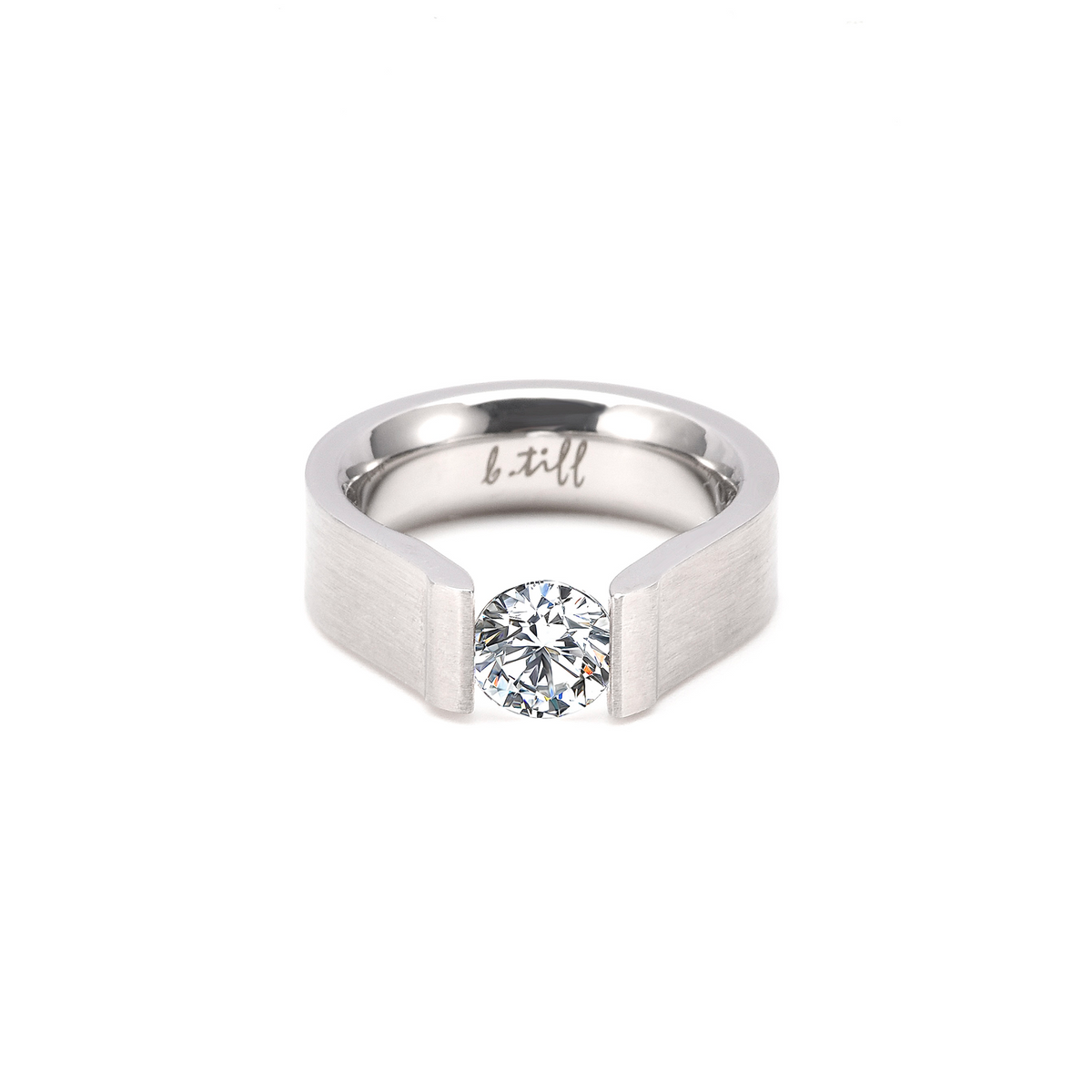 RG091W B.Tiff Tension 1 ct Round Solitaire Curved Edge Engagement Ring