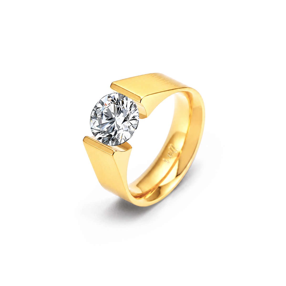 RG093MG B.Tiff 2 ct Moissanite Round Gold Solitaire Engagement Ring