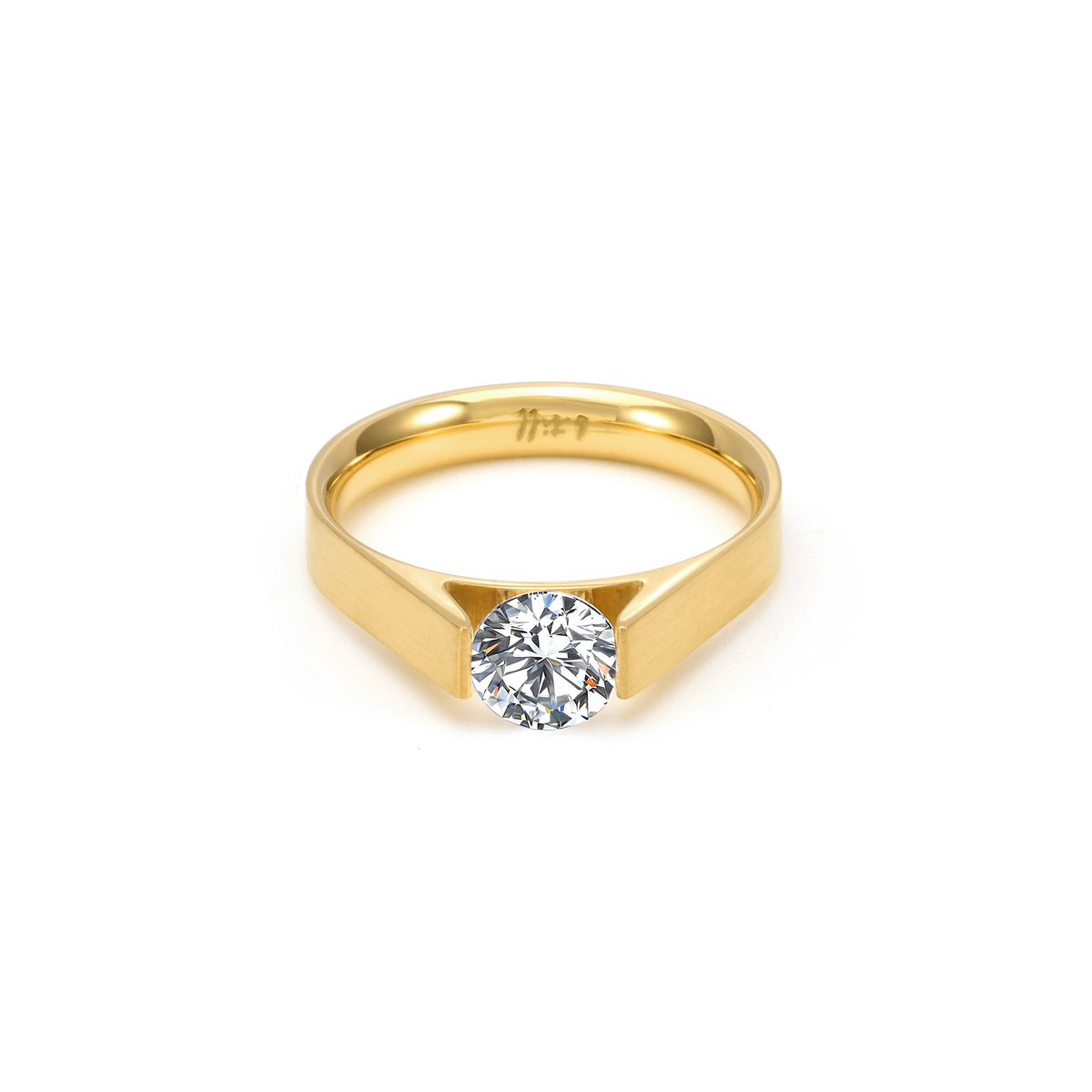 RG096G B.Tiff Gold Tension .75 ct Round Solitaire Engagement Ring