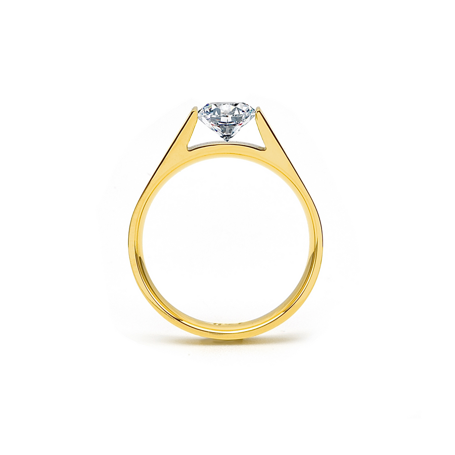 RG096G B.Tiff Gold Tension .75 ct Round Solitaire Engagement Ring