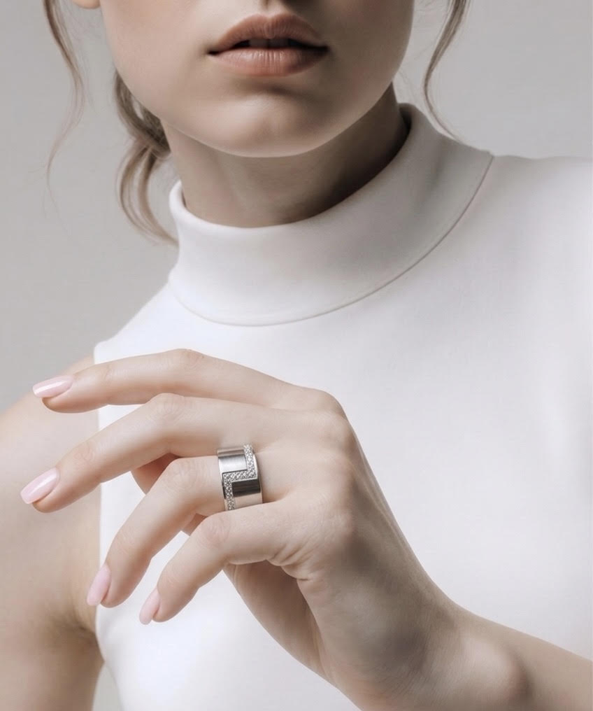 RG129W B.Tiff .02 ct Cross Body Ring [Wide Band]