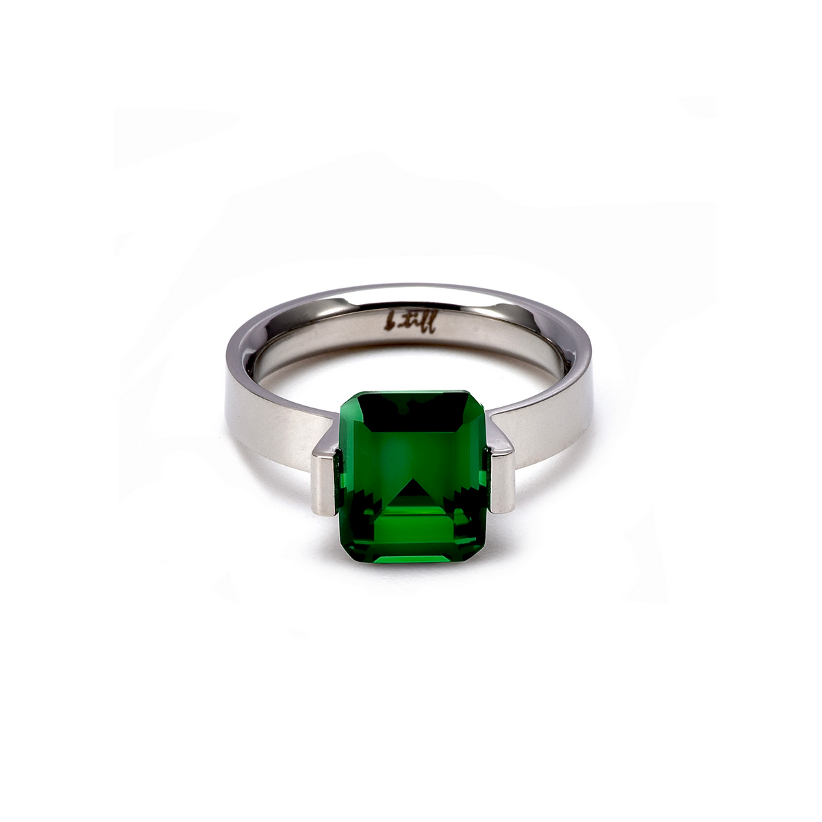 RG210GR B.Tiff 3 ct Green Emerald Cut Engagement Ring