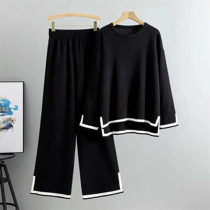 Long Sleeve Casual Knit Two-Piece Outfit