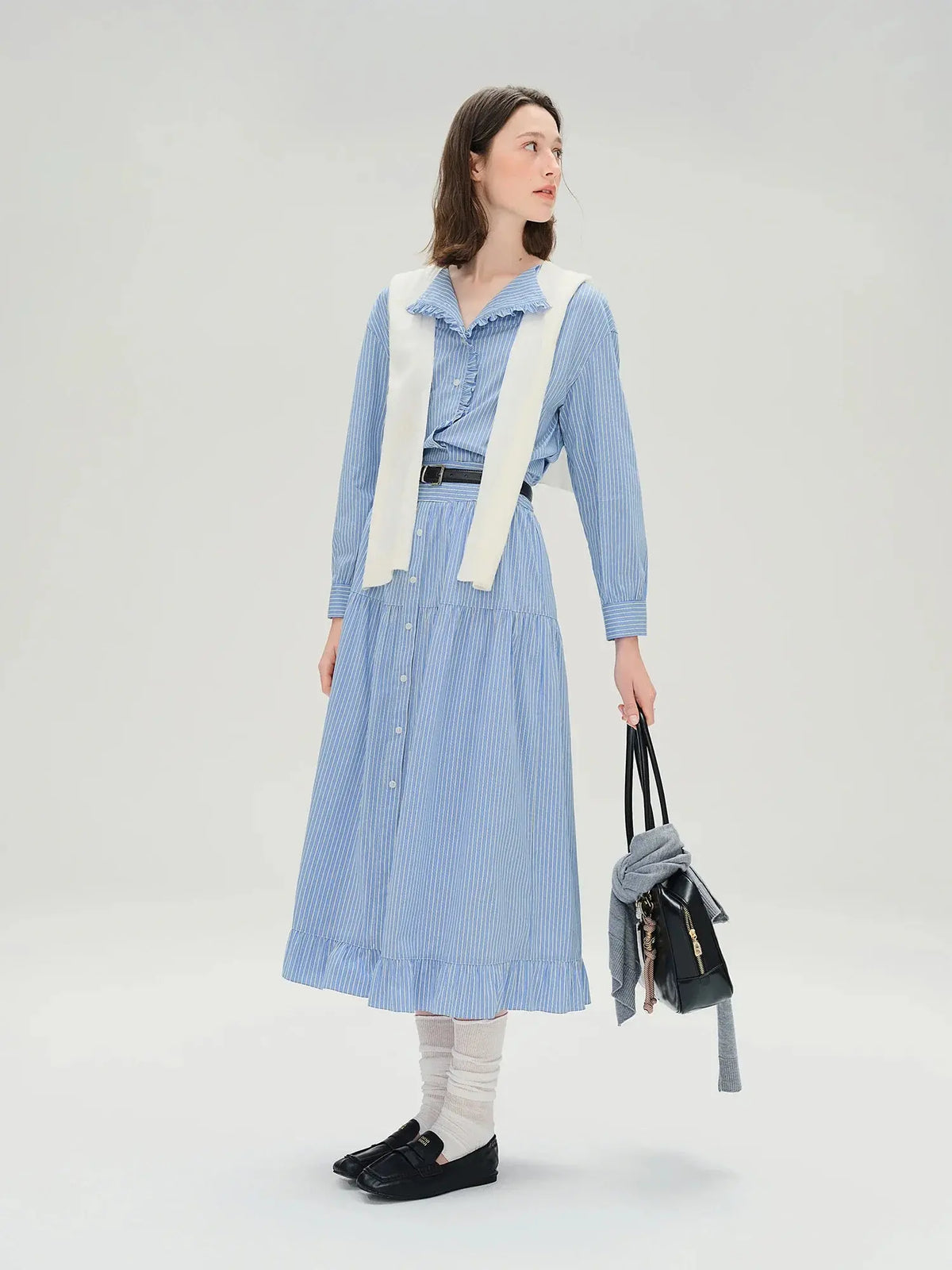 Plus Size Striped Shirt & Skirt Set