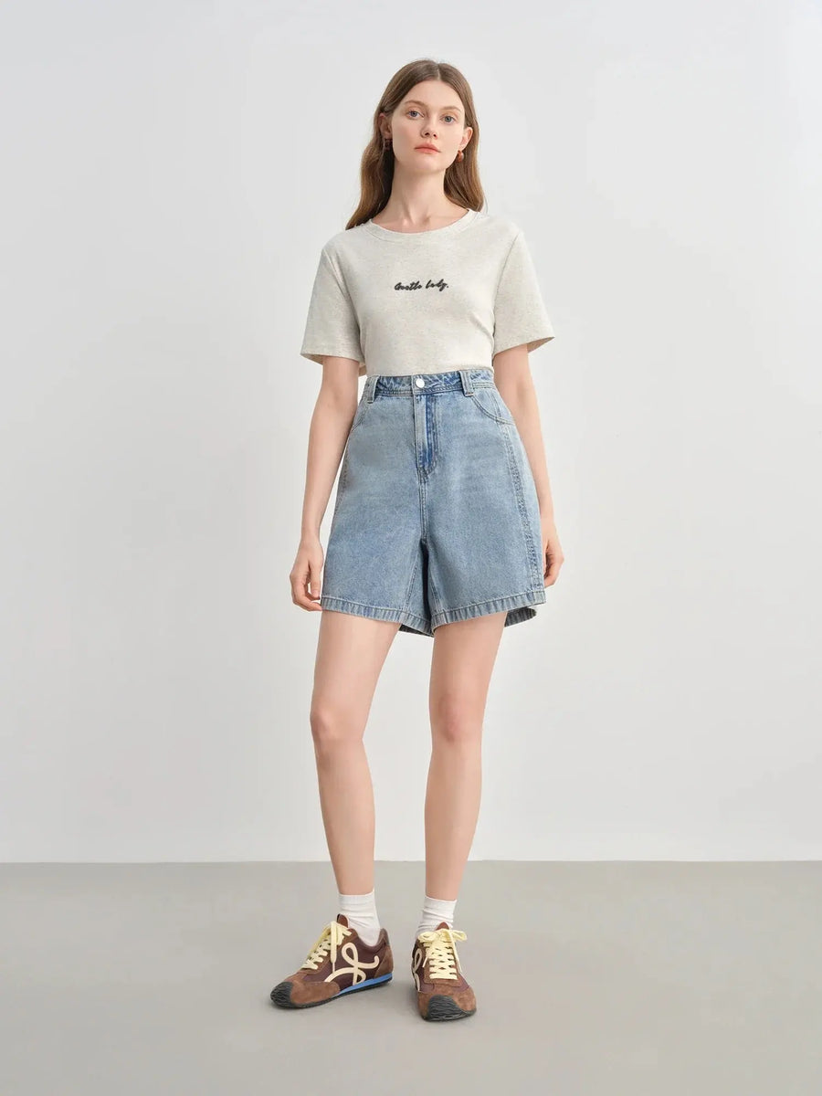 Plus-Size High-Waisted Denim Shorts