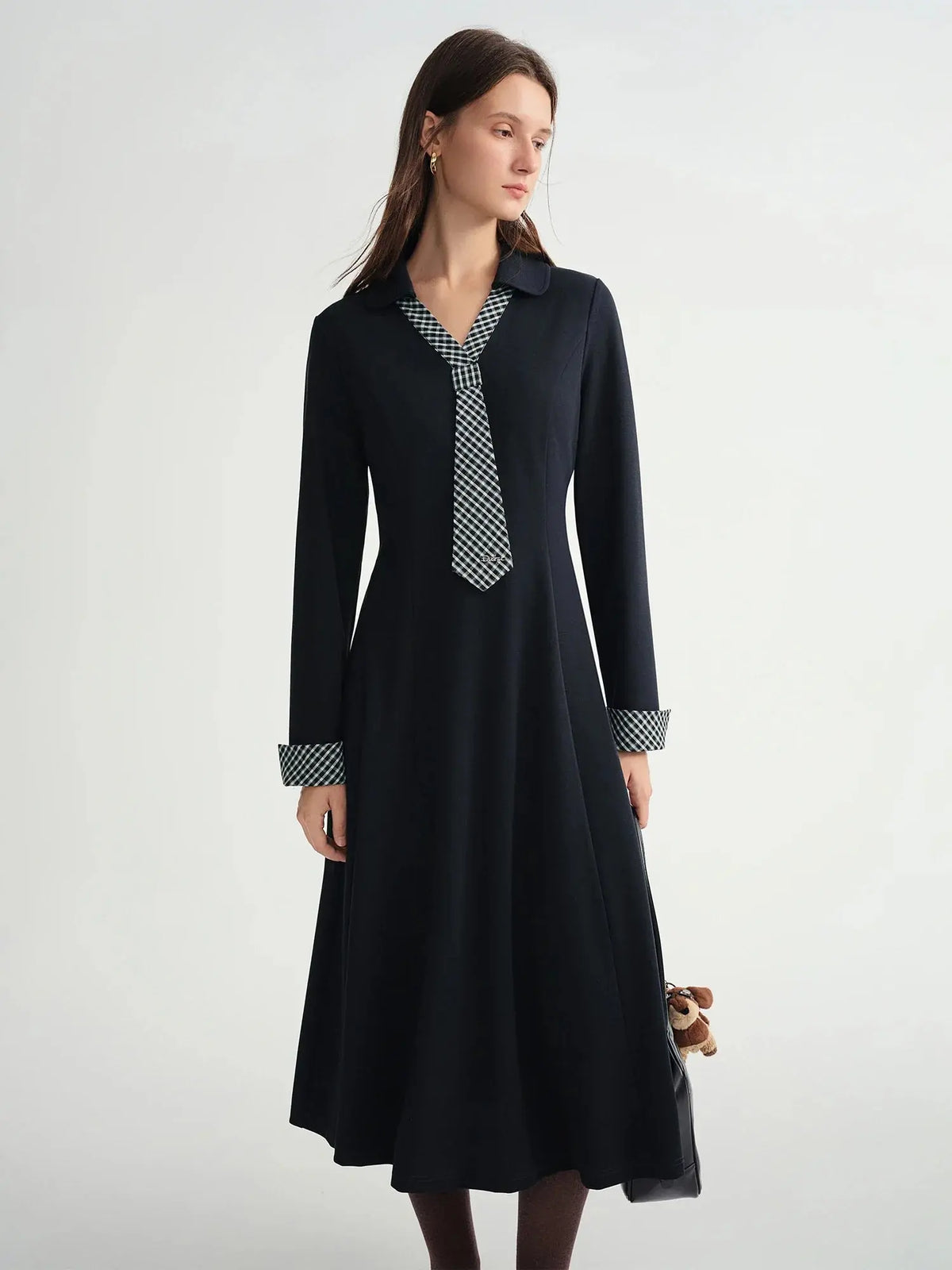 Women's Plaid Asymmetric Winter Dress