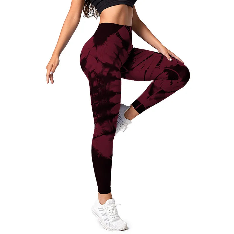 New Tie-Dye Seamless Yoga Leggings Breathable Gym High Waist Sports Leggings Women  Fitness Running Exercise Hip Lift Pants