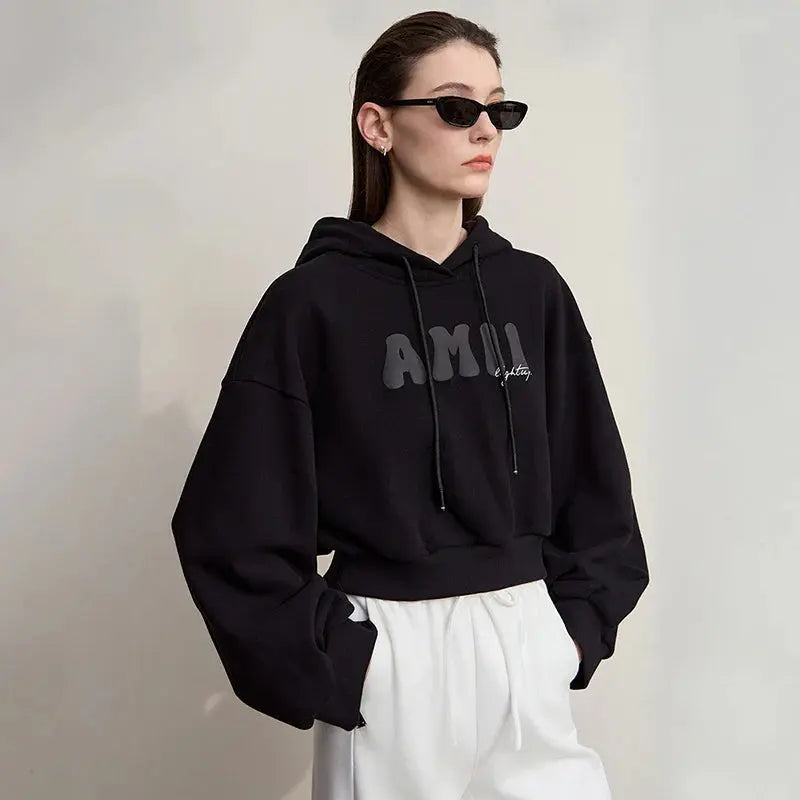 Versatile Women's Casual Knit Hooded Sweatshirt