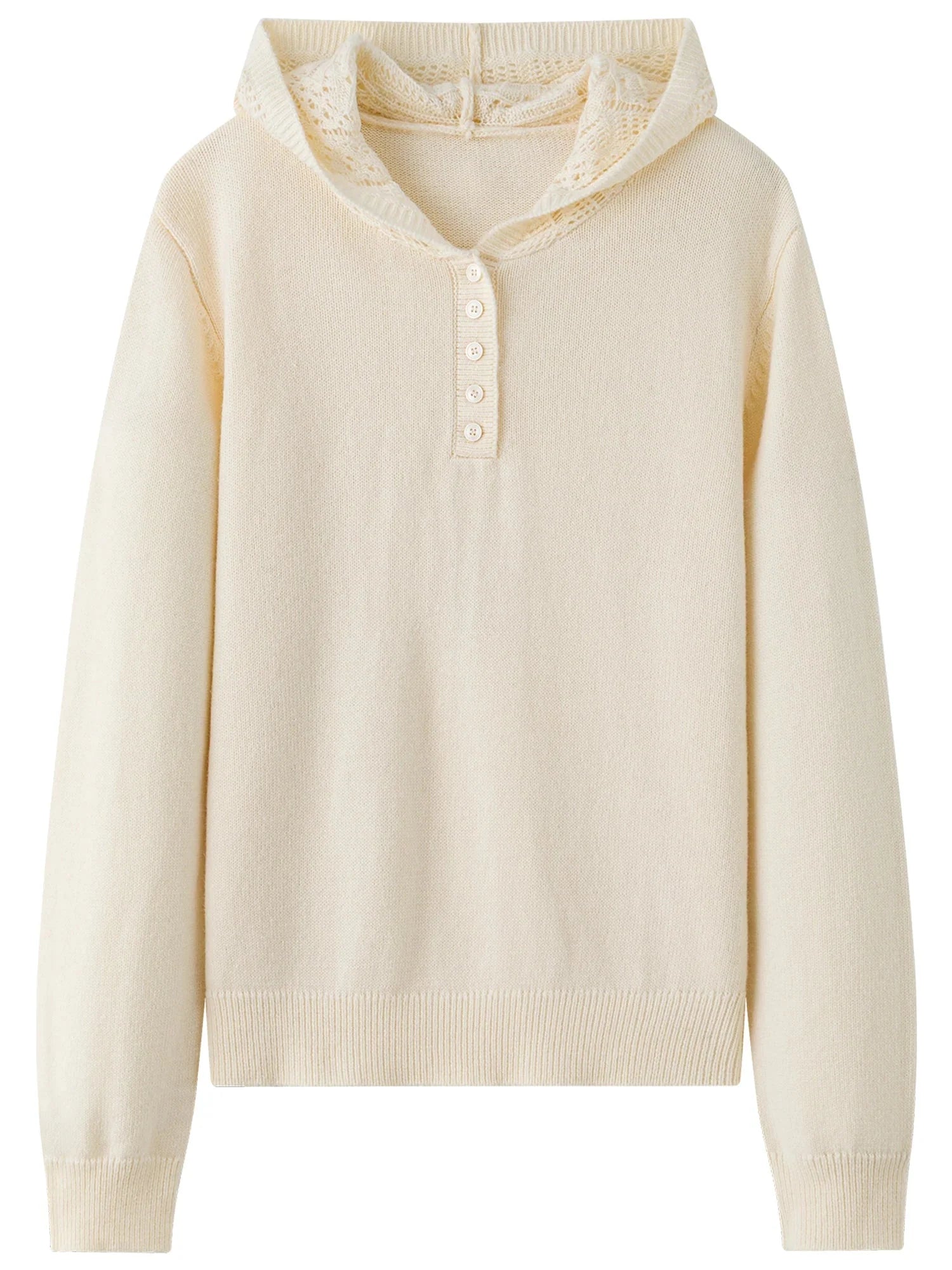 Winter Openwork Hooded Sweater Elegant Knit Pullover