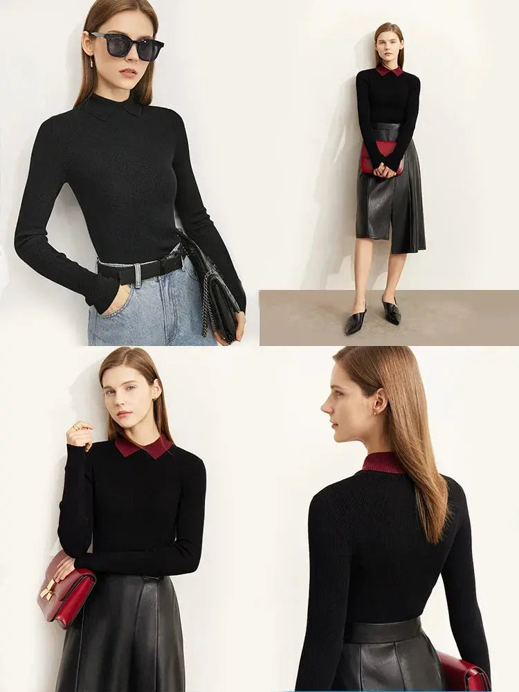 Minimalist Colorblock Knit Sweater