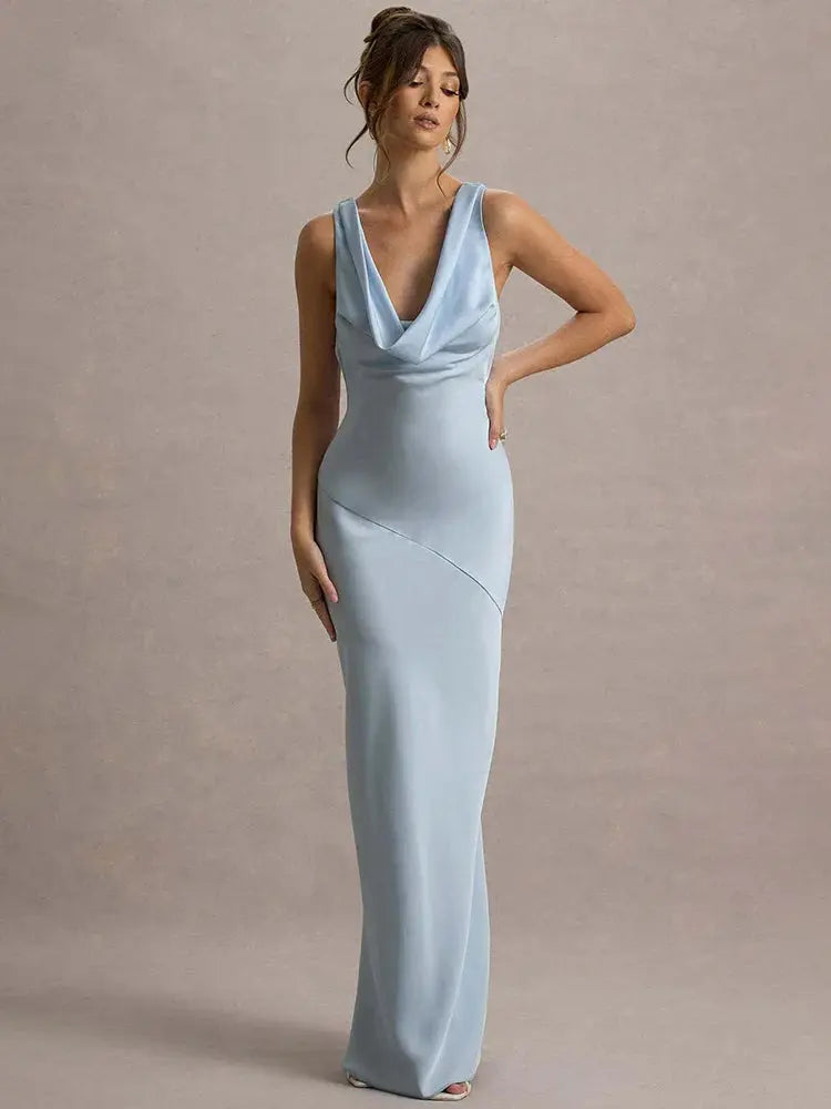 Sleeveless Lace-Up Backless Party Gown